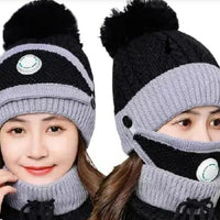 Unisex Winter Knit Beanie Cap Hat Neck Warmer Scarf